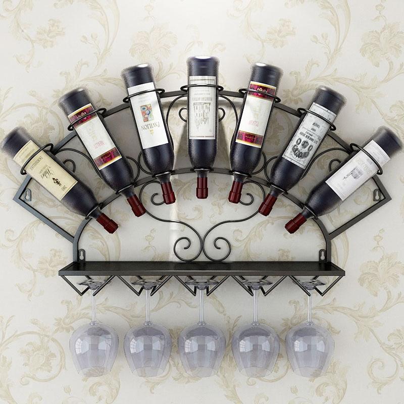 Изображение товара: 7 бутылок Европейский Ретро Железный художественный винный стеллаж настенный креативный Простой Настенный подвесной Винный Стеллаж индивидуальный держатель для вина
