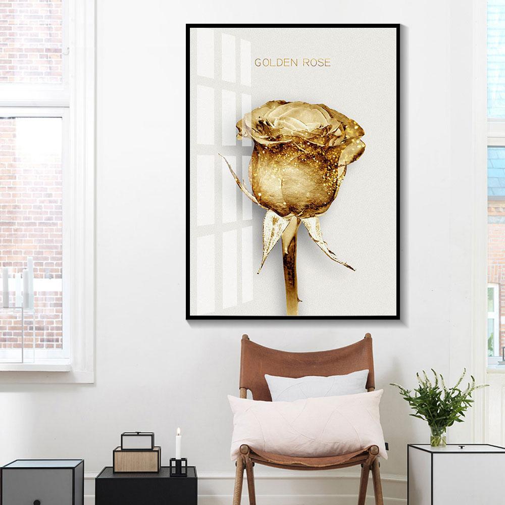 Изображение товара: Скандинавская Картина на холсте картины с изображением золотых роз, картина маслом, плакат, современная картина на стену в гостиной, дом
