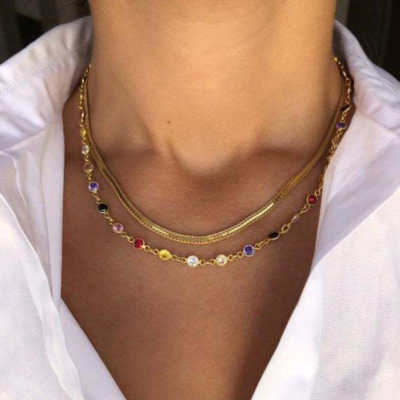Изображение товара: Ожерелье-чокер HebeDeer, Ювелирное Украшение для влюбленных, модное женское ожерелье серебряного цвета в богемном стиле, многослойная цепочка, женские ожерелья