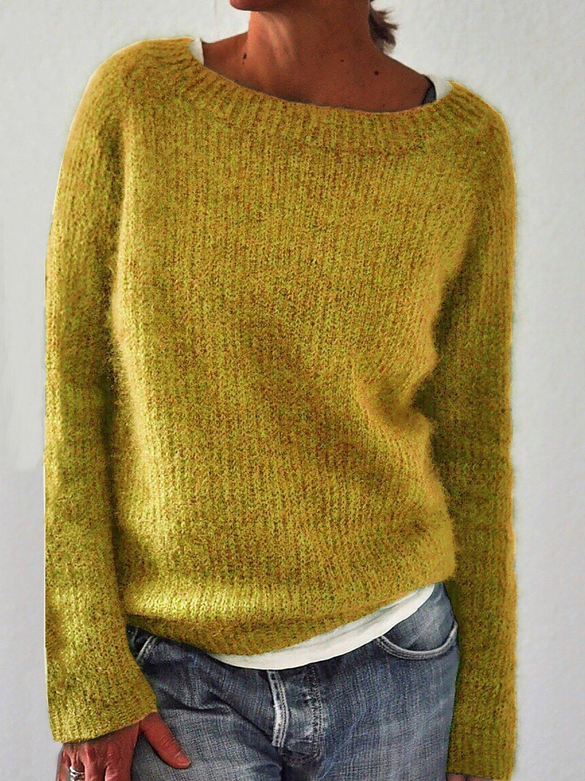 Изображение товара: Пуловер женский свитер с длинным рукавом, вязаный свободный свитер с круглым вырезом, Уличная Повседневная размера плюс женская одежда в европейском стиле