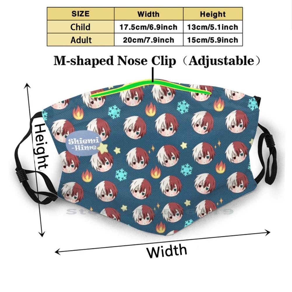 Изображение товара: Многоразовая маска Todoriko с принтом Pm2.5, фильтрующая маска для лица, детская маска Todoroki Shouto Bnha Boku No Hero, аниме рукав Chibi, милая