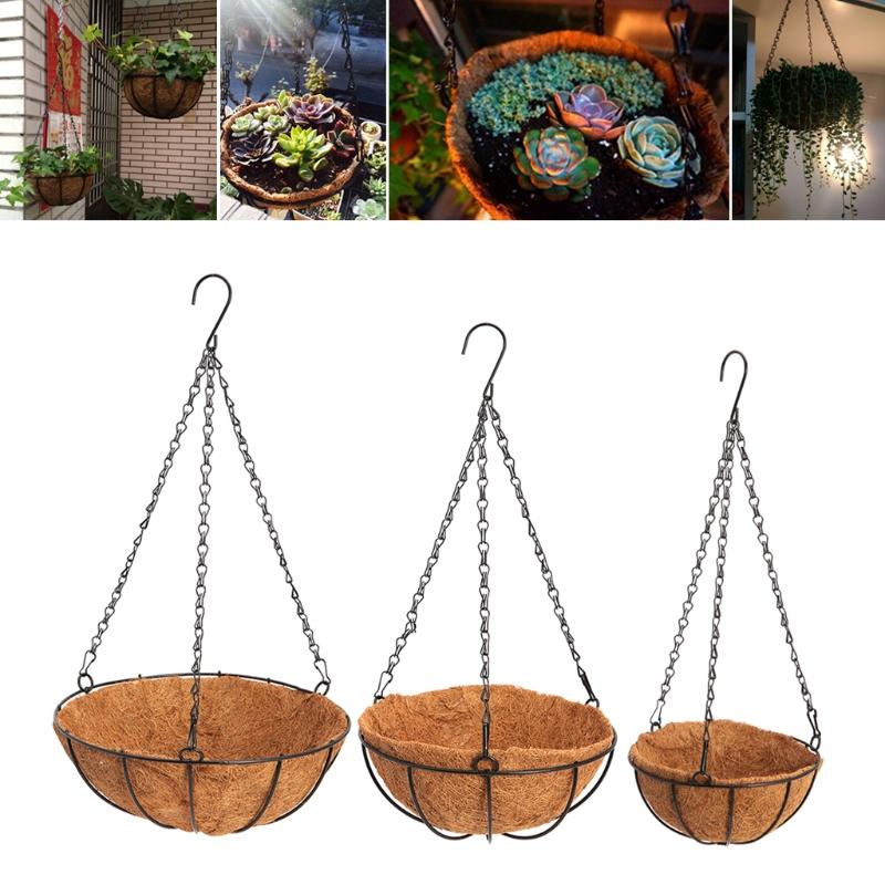 Изображение товара: Подвесной кокосовый растительный цветочный горшок, подкладка для корзины, садовый декор, железная картина
