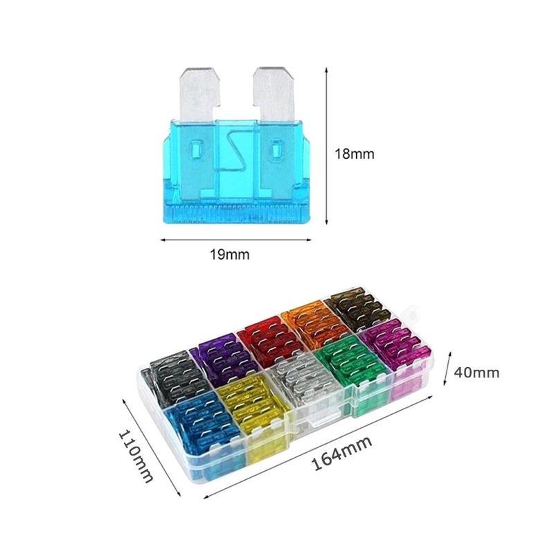 Изображение товара: 100 шт, 50 шт в наборе, Автомобильные предохранители 2A 3A 5A 7.5A 10A 15A 20A 25A усилитель коробка для лезвий комплект клипса предохранителя Тип грузовик с 35A Авто 30A ассортимент