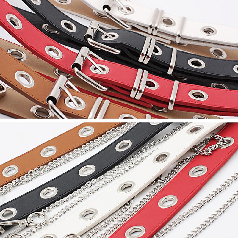 Изображение товара: Pu Leather Harness Belts Silver Pin Buckle Metal Waistband Brown Women Leisure Jeans Chain Ladies New Concave Shape Belt Black