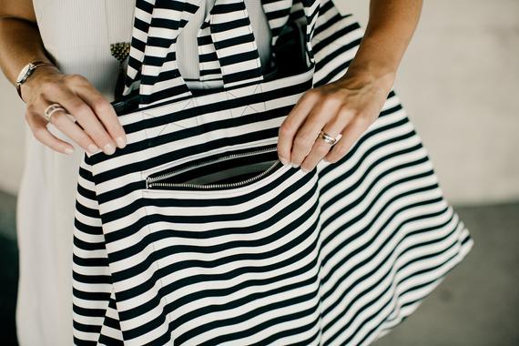 Изображение товара: Большая холщовая модная прочная женская сумка через плечо в черно-белую полоску, сумка-тоут для шоппинга, льняная Хлопковая сумка для покупок, максимальная