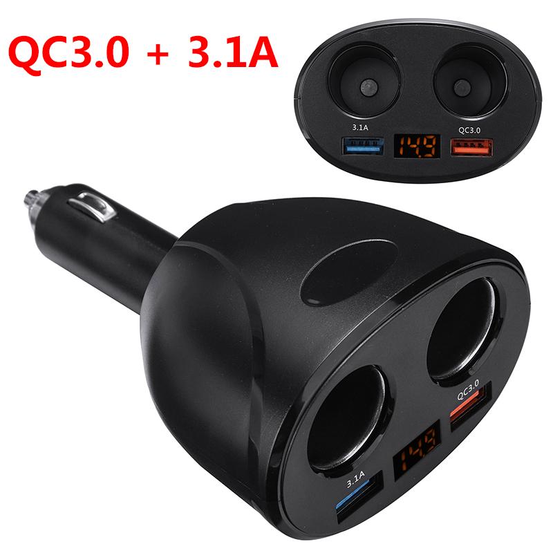 Изображение товара: Многофункциональный цифровой дисплей QC3.0 + 3.1A DC 12V адаптер для автомобильного прикуривателя Зарядное устройство