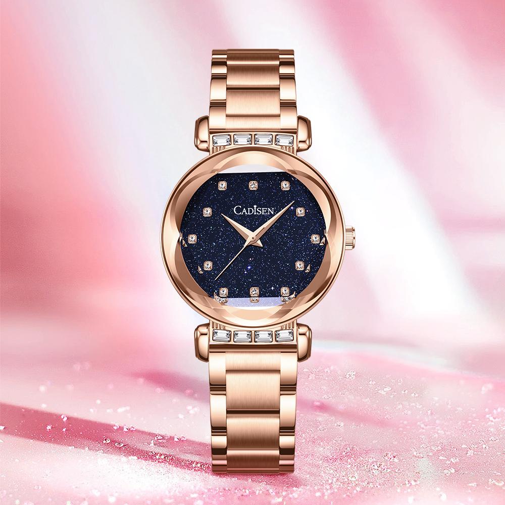 Изображение товара: Часы женские кварцевые под розовое золото с кристаллами и бриллиантами