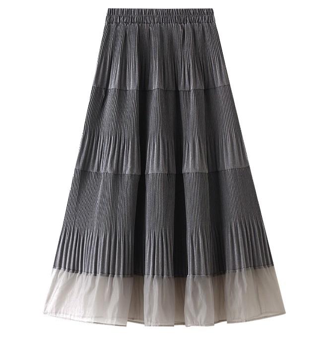 Изображение товара: Женская шерстяная юбка, осенняя элегантная плиссированная юбка из органзы, универсальная облегающая юбка средней длины с высокой талией и эластичным поясом, новинка 2020