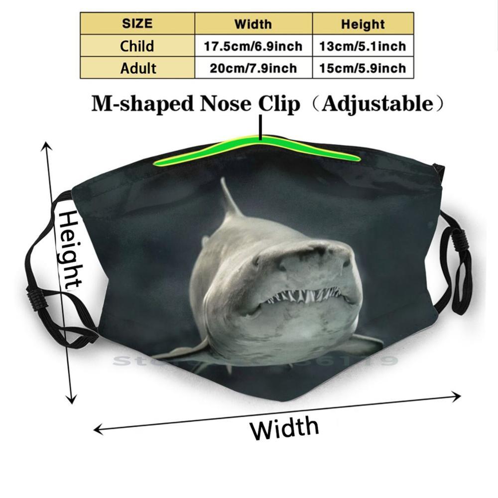 Изображение товара: Многоразовая маска для лица Акула с фильтрами, детская маска Акула, Белая Акула, океан, рыба, большая рыба