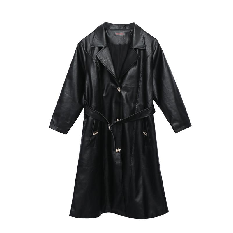 Изображение товара: Женская куртка из искусственной кожи, однобортная длинная куртка в Корейском стиле на осень, TA6333