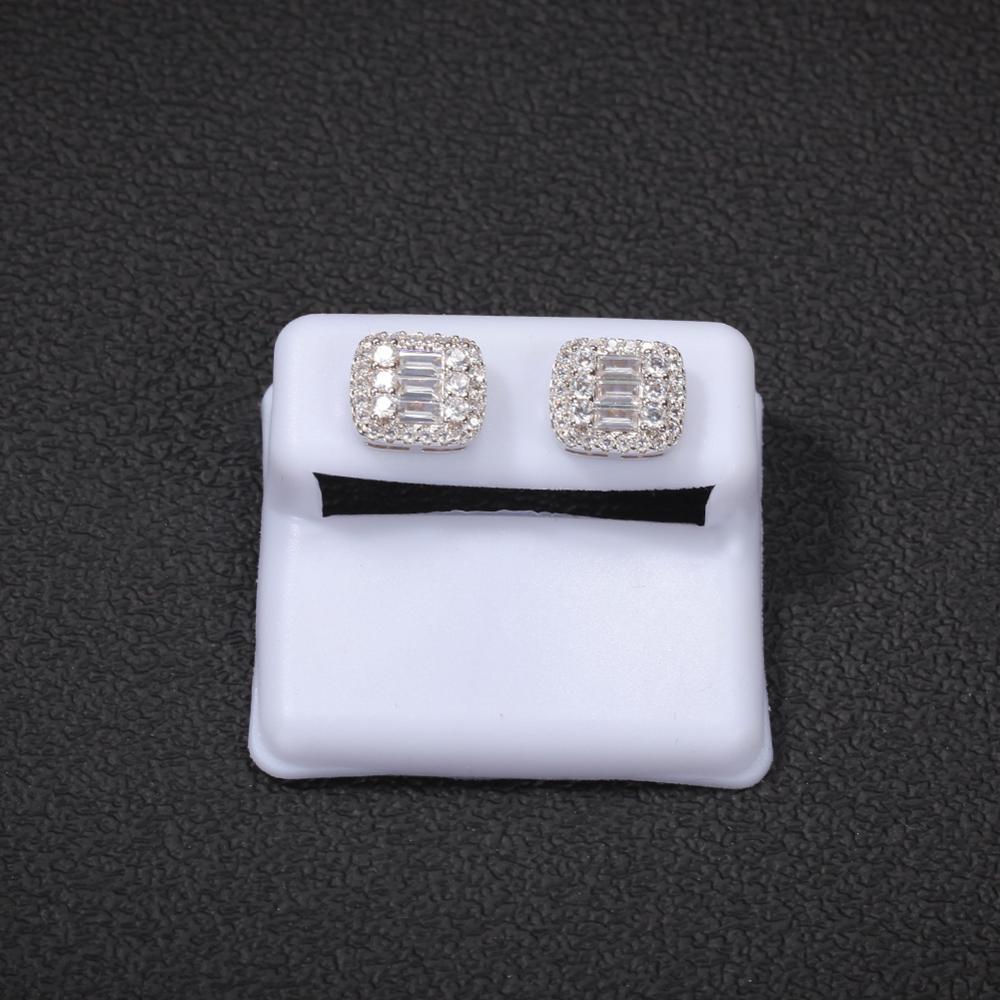 Изображение товара: Модные серьги-гвоздики TBTK в стиле хип-хоп с квадратными ушками в простом стиле с кубическим цирконием