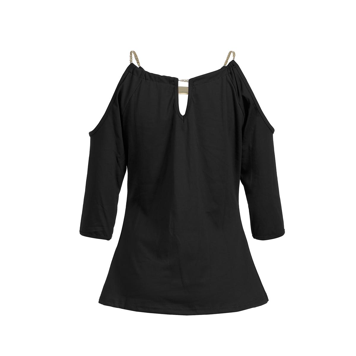 Изображение товара: New Fashion Women Sexy T-shirt Chic halter V Neck Summer Off Shoulder Tops Solid Black Ladies Loose Autumn Casual Tops