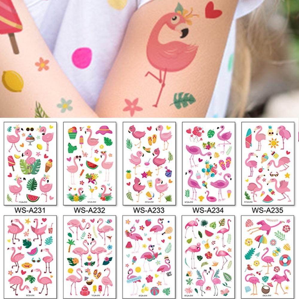 Изображение товара: 10 видов одноразовых татуировок Фламинго временные реалистичные розовые птицы цветы красивые наклейки для макияжа тела водостойкие