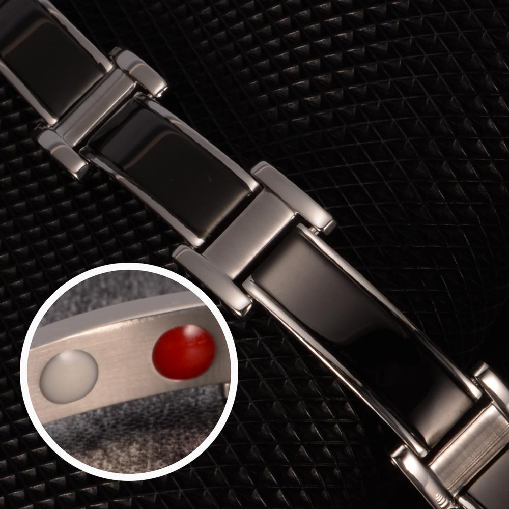 Изображение товара: Браслет Магнитный мужской, черный браслет из нержавеющей стали с звеньями Цепи для магнитной терапии артрита