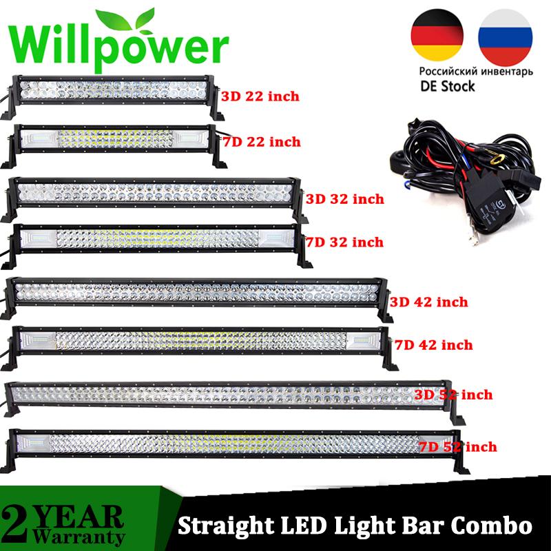 Изображение товара: Световая балка Willpower, 22, 32, 42, 50, 52 дюйма, комбинированная светодиодсветильник ФАРА РАБОЧЕГО ОСВЕЩЕНИЯ для внедорожников, противотуманных фар для грузовиков 4x4, квадроциклов, UTV 12 В, 24 В