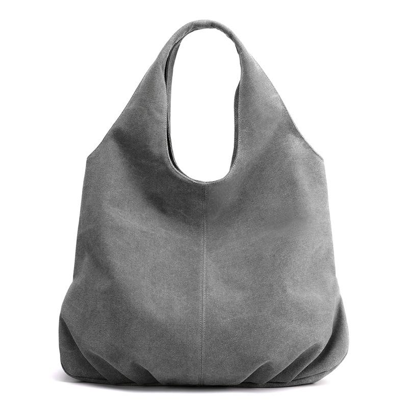 Изображение товара: KVKY брендовая Новая женская Холщовая Сумка высокого качества женская сумка на плечо винтажная однотонная модная женская сумка-тоут женская сумка с верхней ручкой