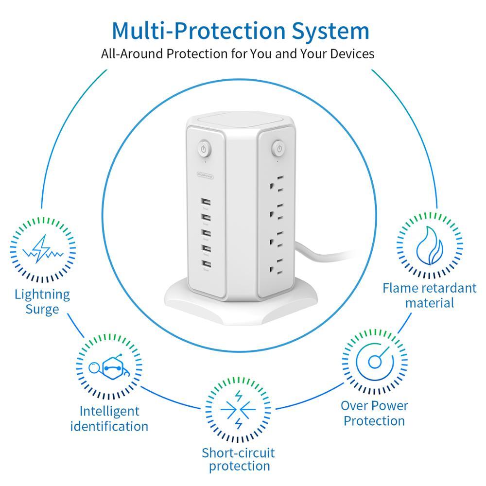Изображение товара: NTON Защита от перенапряжения питания с удлинительным шнуром 3 м плоская вилка настольная зарядная станция с 8 выходами с 5 USB