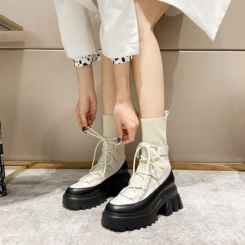 Изображение товара: Женские ботинки на платформе ADBOOV, высокие модные ботинки из натуральной кожи на толстой подошве