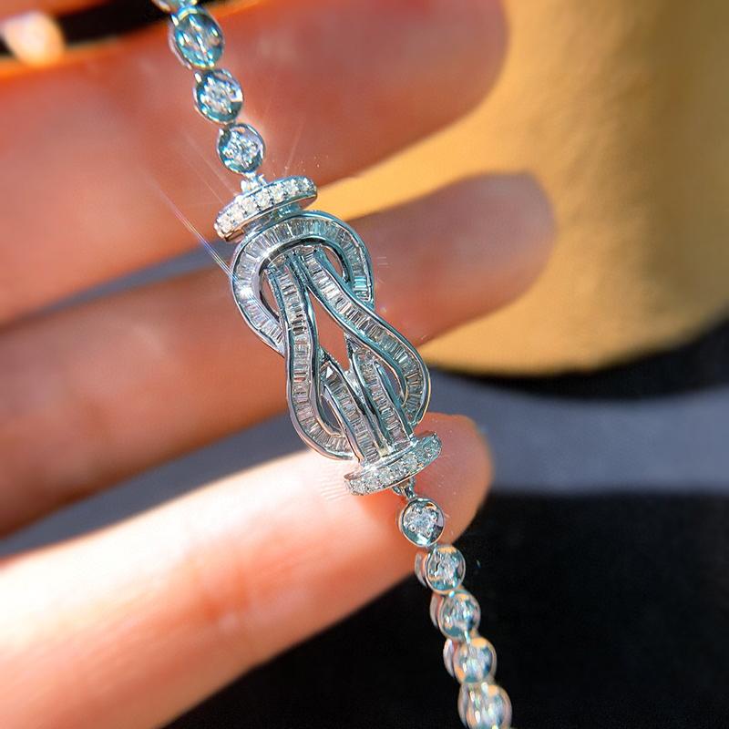 Изображение товара: Браслет женский Aazuo, из белого золота 18 карат, с бриллиантами 1,0 карата, роскошный, для свадьбы, помолвки, вечевечерние НКИ Au750