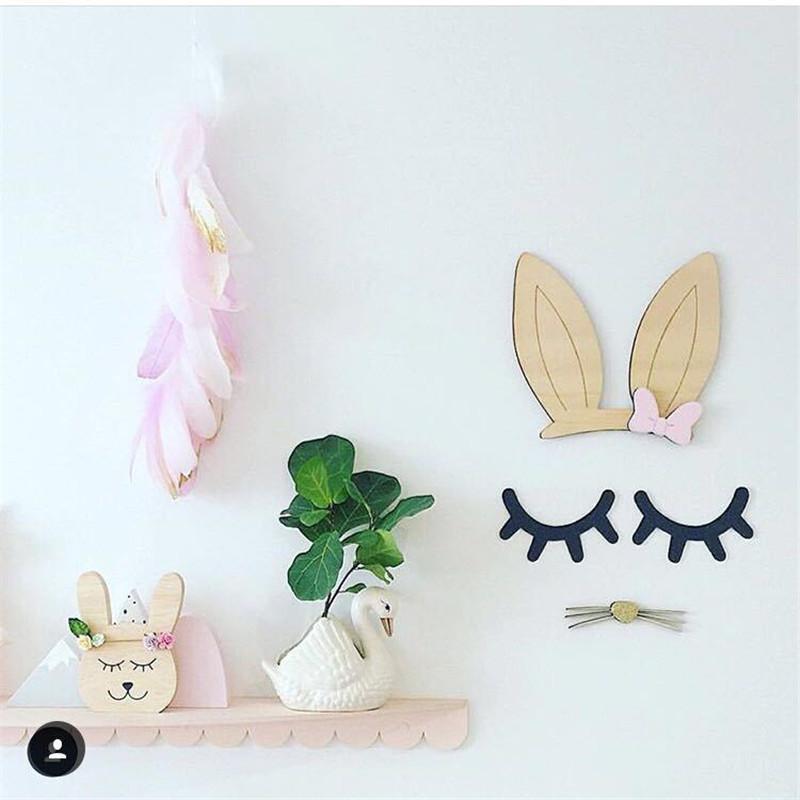 Изображение товара: Деревянные украшения Ins с кроличьими ушками для детской комнаты, реквизит для фотосъемки, деревянные игрушки, подарок в скандинавском стиле, декор на стену для детской комнаты