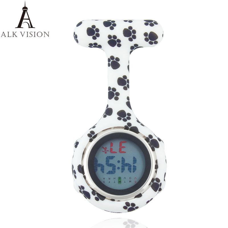 Изображение товара: ALK Цифровые силиконовые часы медсестры Fob карманные часы собачьи лапы доктор медицинская больница брошь лацканы часы бренд Дата Неделя дисплей