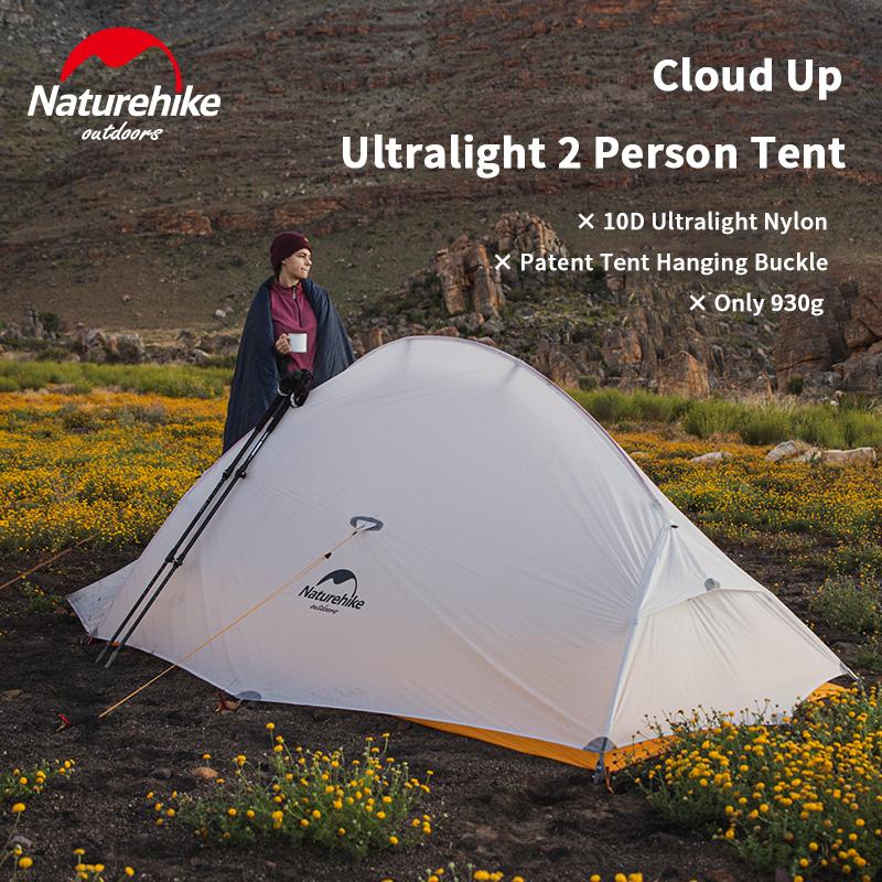 Изображение товара: Палатка Naturehike Cloud Up 2 10D Ультралегкая нейлоновая Водонепроницаемая на 2 человек, 1,5 кг, с ковриком