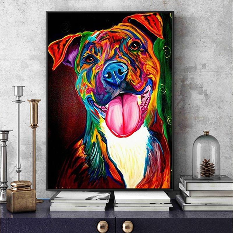 Изображение товара: Красочная абстрактная собака животное печать холст животные постеры и принты животных настенные картины для декора комнаты без рамки