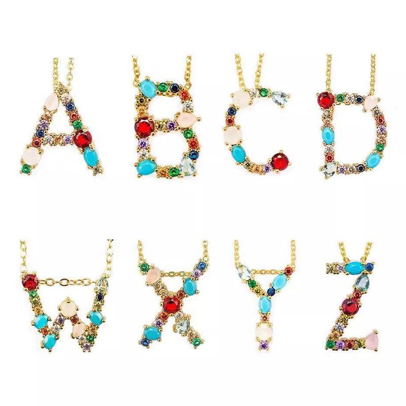 Изображение товара: Milangirl медное ожерелье CZ с буквенным принтом, подвески для женщин, аксессуары золотого цвета, цепочка с именем, ювелирные изделия