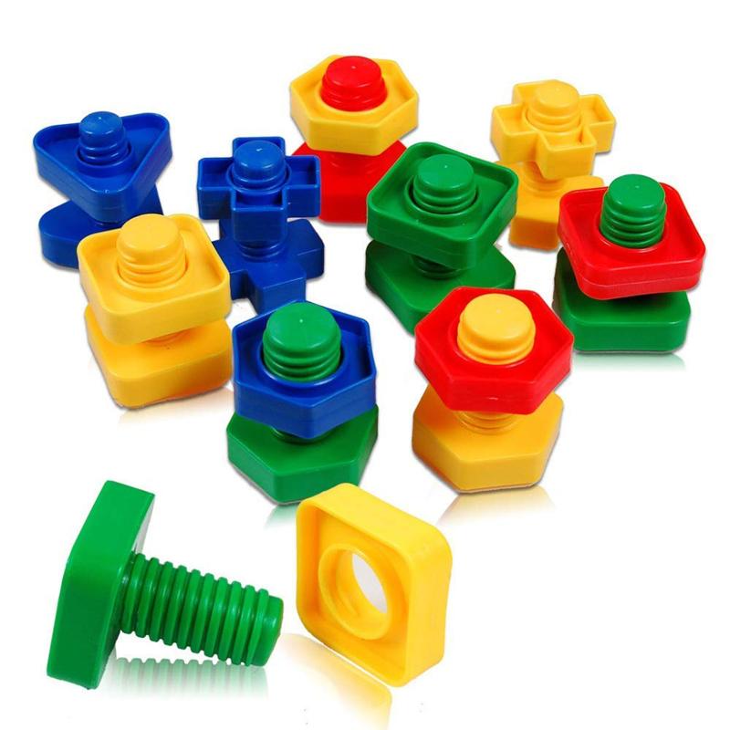 Изображение товара: Обучающие игрушки Diy пластмассовый вставной блок Монтессори винт для игрушки строительные блоки для детей ореховые формы масштабные модели