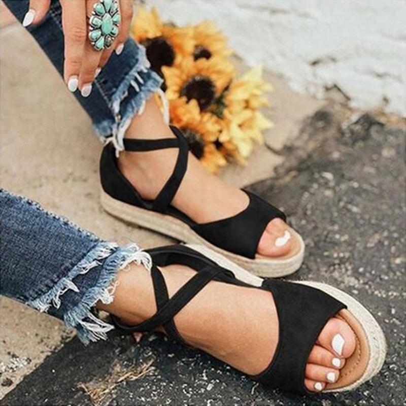 Изображение товара: 2020 New Women Sandals Fashion Peep Toe Design Sandals Women Flat Shoes Summer Beach Ladies Shoes Sandals