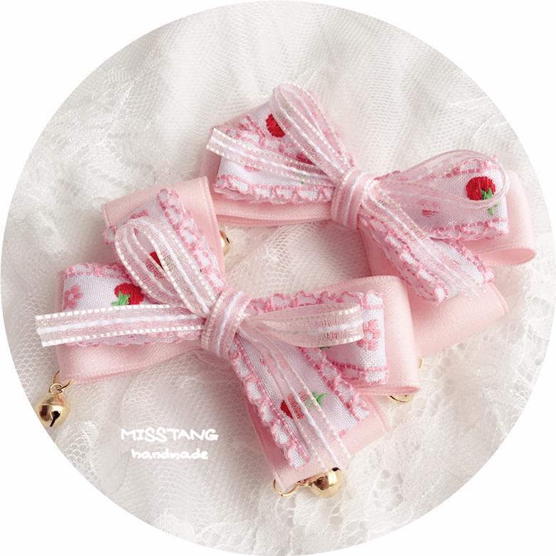 Изображение товара: Оригинальная заколка для волос в стиле сладкой Лолиты, розовая маленькая Клубничная Вафля, мягкая шпилька для волос в стиле 