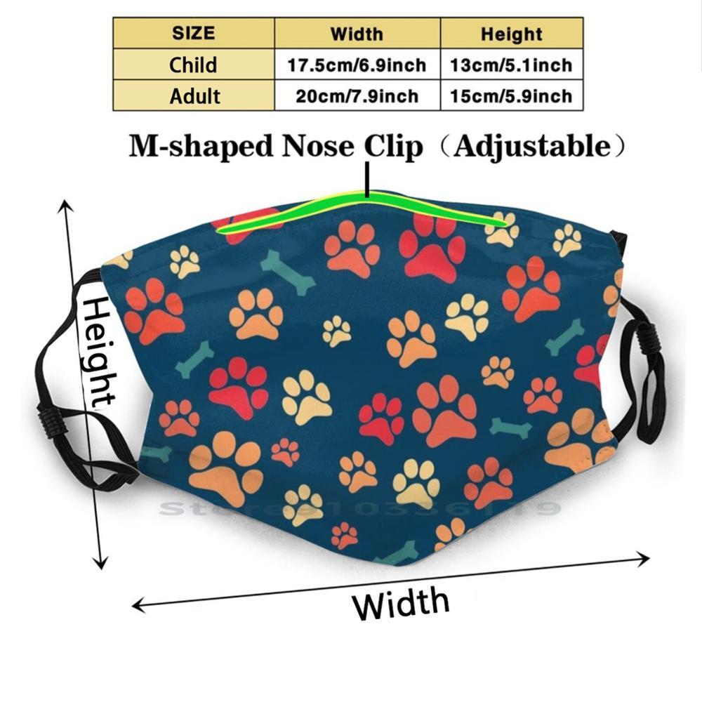 Изображение товара: Собачьи лапы и кости Теплые цвета узор милый дизайн Пылезащитный фильтр смываемая маска для лица дети лапы собаки лапы кости собаки