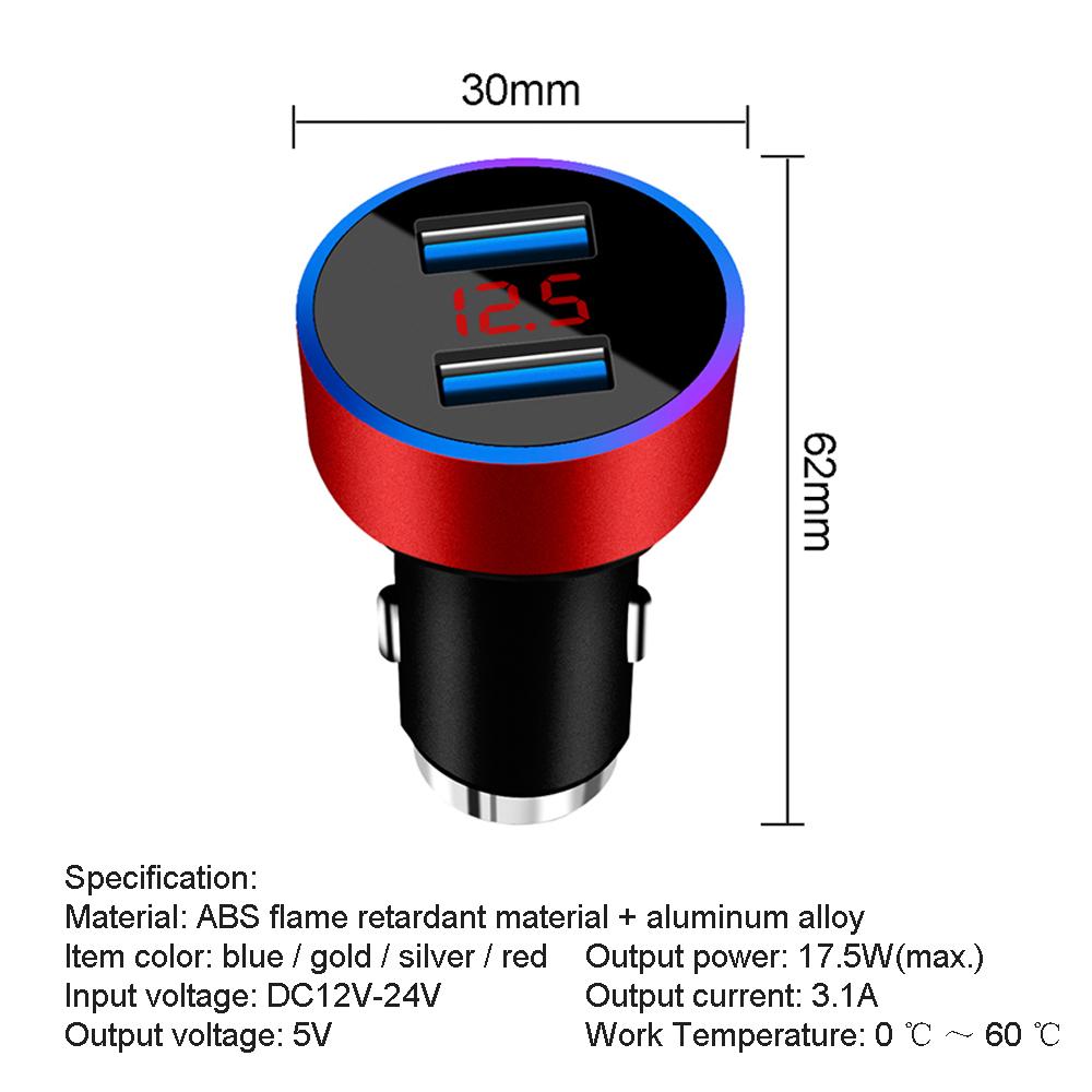 Изображение товара: Новый двойной автомобильное usb-устройство для зарядки телефона 3.1A 5V Быстрая зарядка с помощью СВЕТОДИОДНЫЙ Дисплей адаптер для автомобильного зарядного устройства USB авто зарядное устройство для зарядки для мобильный телефон