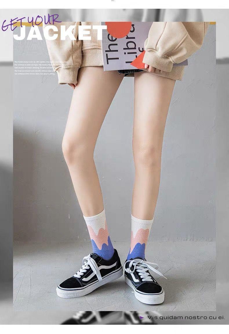Изображение товара: Женские Красочные носки с пламенем Pack, 5 пар, милые женские носки для скейтборда в стиле Харадзюку
