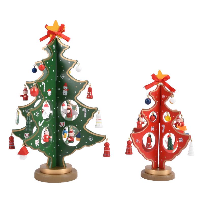 Изображение товара: Рождественские украшения «сделай сам», мультяшное деревянное Рождественское дерево, украшение для окна, настольное украшение, детские подарки