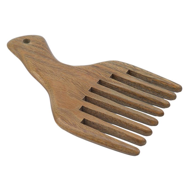 Изображение товара: Расческа-выпрямитель для волос с широкими зубьями, деревянная Массажная щетка для шампуня, для удлинения волос, Антистатическая деревянная щетка для волос из сандалового дерева
