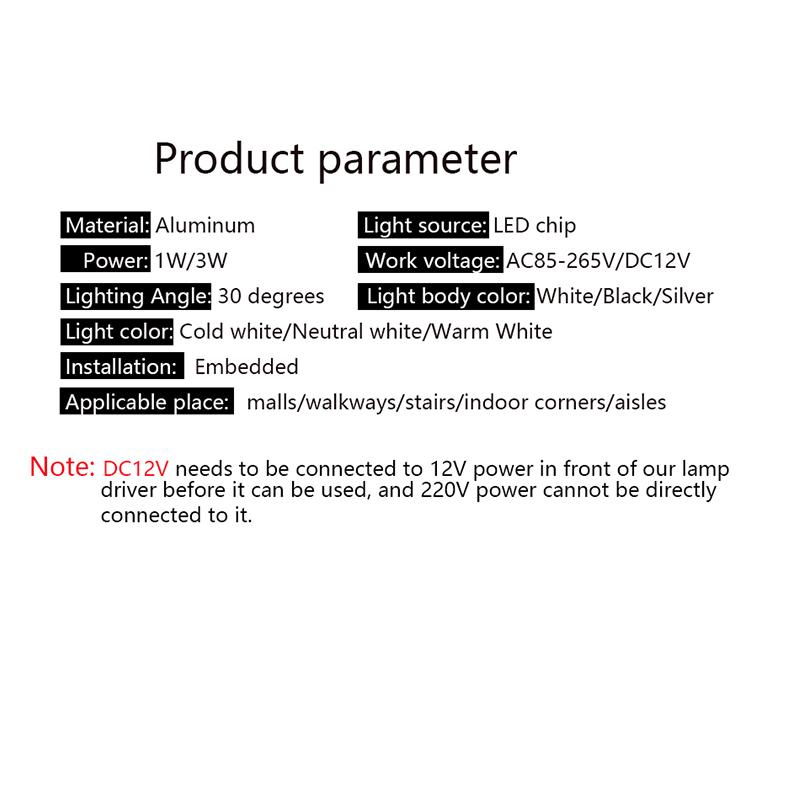 Изображение товара: Встраиваемый светодиодный светильник для лестницы, настенное освещение, лестничный светильник лампы теплого/холодного белого света, Монтажный короб, 85-265 в, 12 В постоянного тока