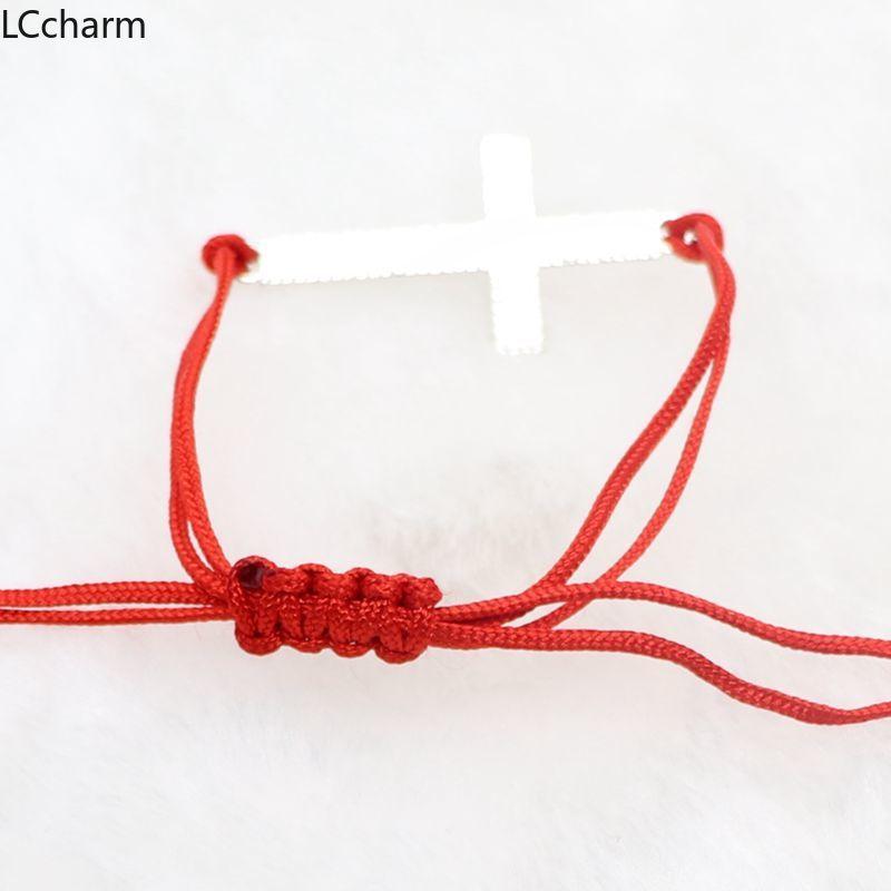 Изображение товара: Плетеный браслет с подвеской в виде креста, для женщин, с красным шнуром, регулируемые браслеты, мужские ювелирные изделия