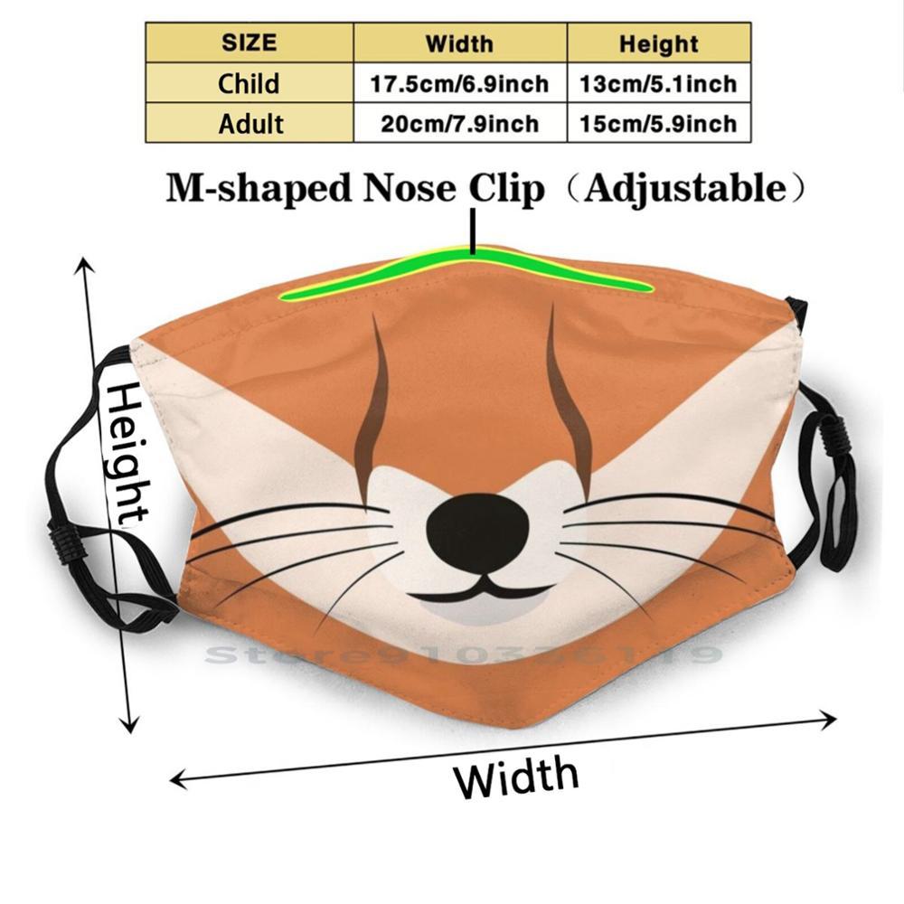 Изображение товара: Многоразовая маска для лица с изображением животных/лисы; Многоразовая маска для лица с фильтром для детей; Лисы; Оранжевые;