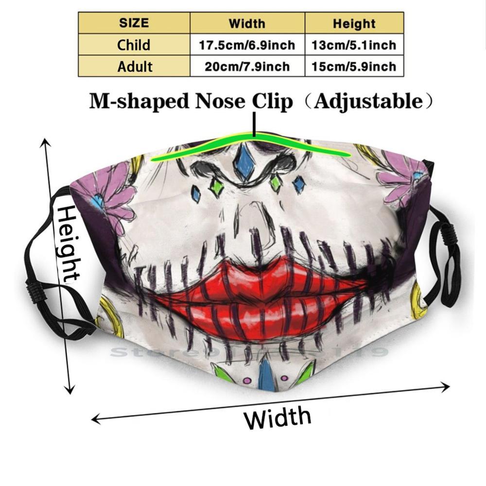 Изображение товара: Dia De Los Muertos женский портретный рот дизайн Пылезащитный фильтр смываемая маска для лица детский портрет мультфильм комический День мертвых