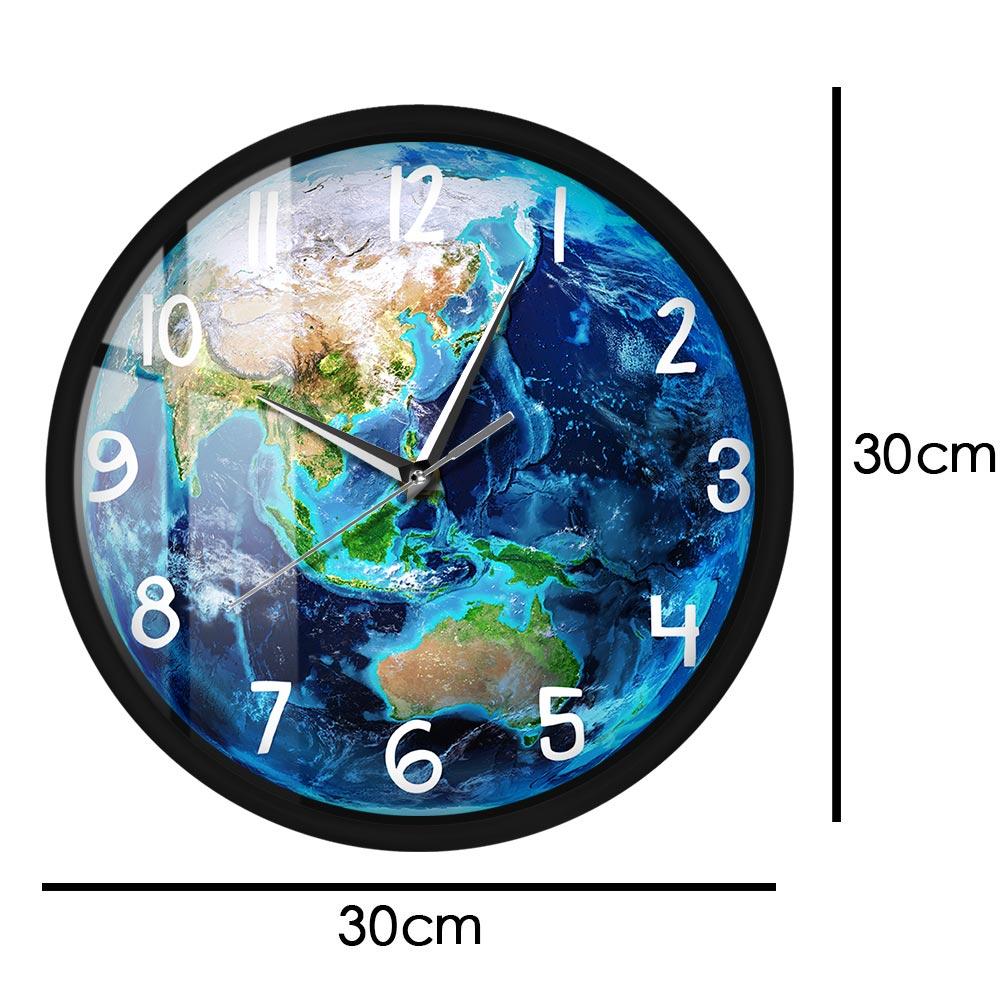 Изображение товара: Современные настенные часы Planet Earth, Светодиодный светящийся звук, активированный Ночной светильник с голосовым управлением, металлическая рамка, бесшумные кварцевые часы