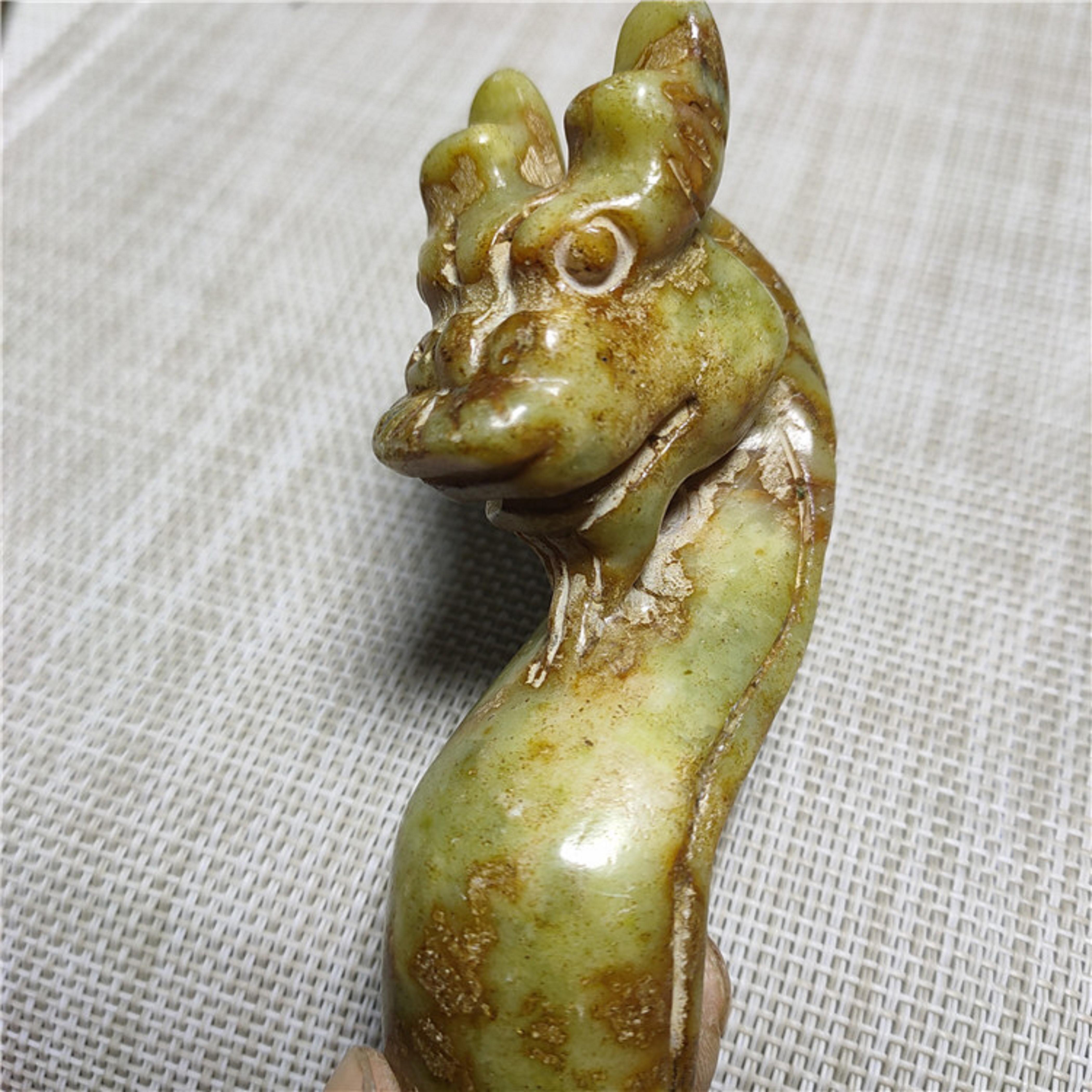 Изображение товара: Tibet | Jade | Antique | Stone | Crystal Figures Dragon baby status green jade sculpture Wizard cute lovely funny gift hongshan