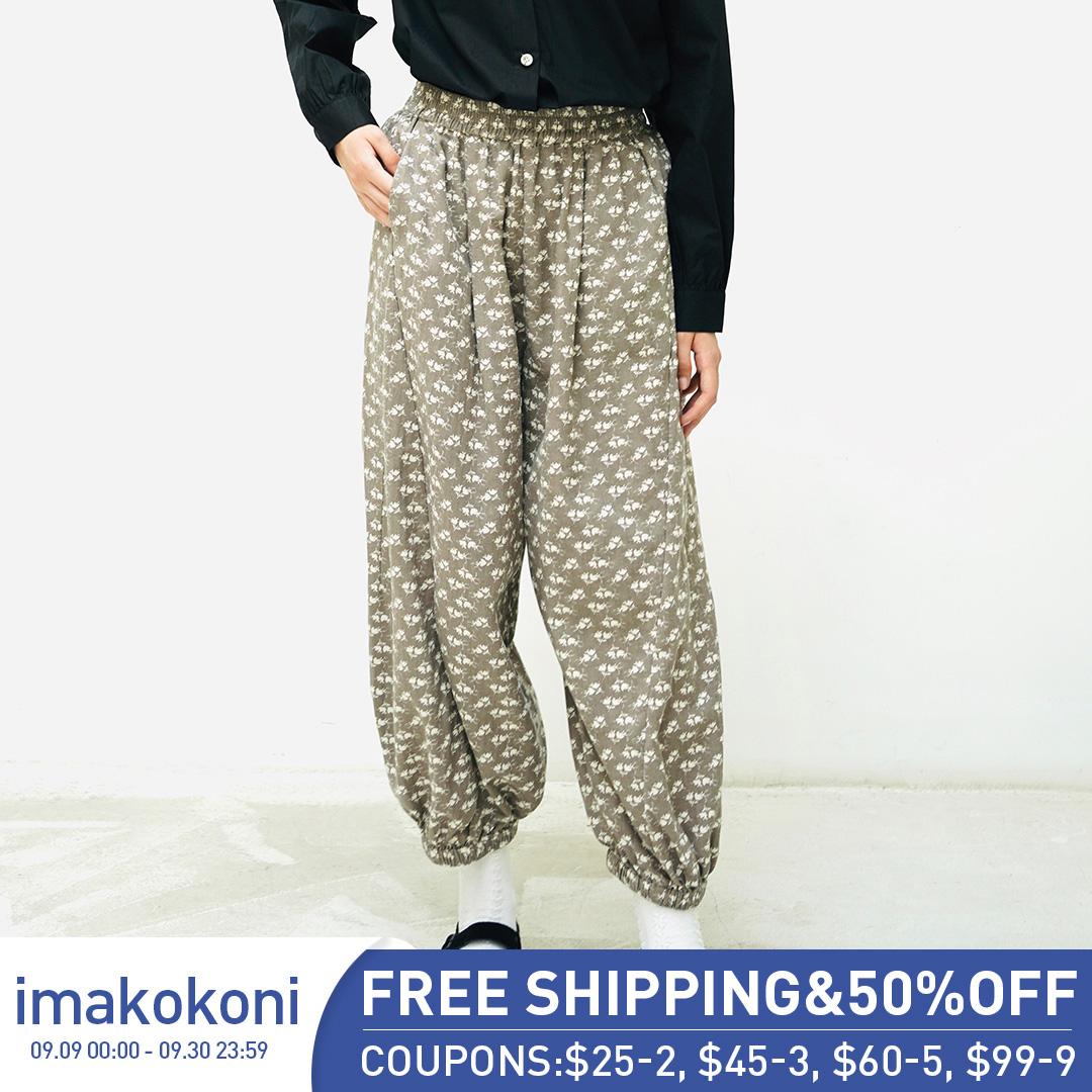 Изображение товара: Женские брюки с принтом imakokoni, повседневные штаны с высокой талией, свободные и тонкие, Морковные, 203169