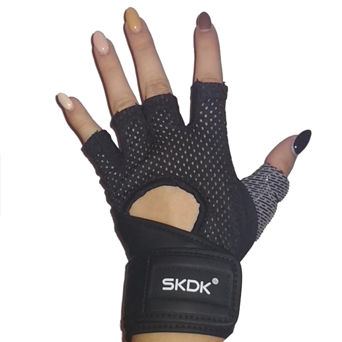 Изображение товара: SKDK дышащая Фитнес тренажерный зал перчатки с наручные Поддержка тренировки Вес лифтинга Crossfit тренировочный Велоспорт перчатки на нескользящей подошве; 1 пара