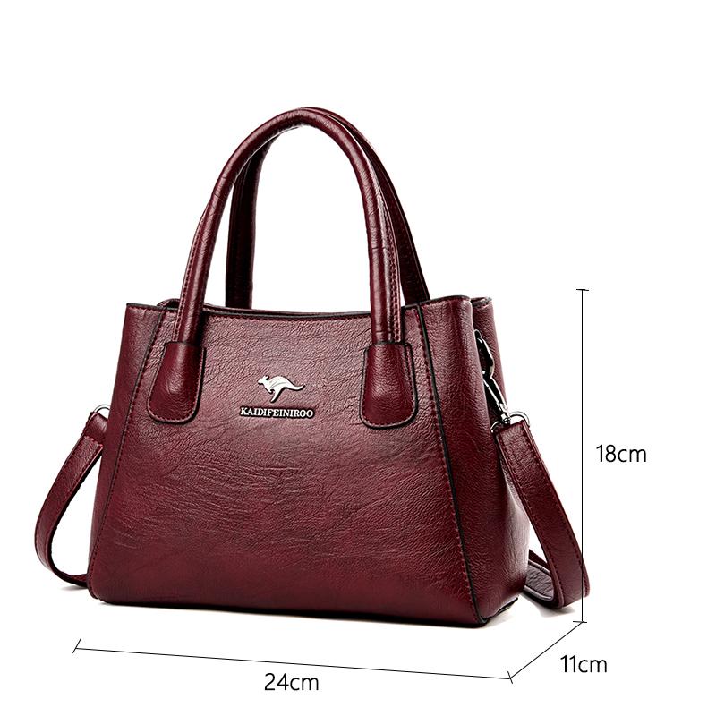 Изображение товара: Брендовые женские сумки, винтажные высококачественные кожаные женские роскошные сумки на плечо, Женская Повседневная Большая Сумка-тоут, сумка-мессенджер для 2020