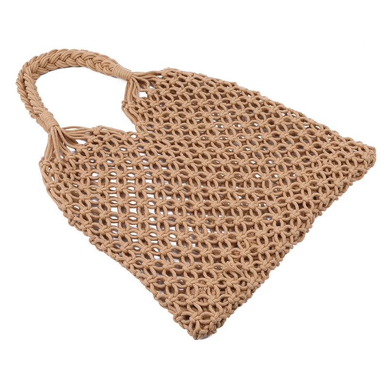 Изображение товара: Модная плетеная Сумка Forest для женщин, сетчатый плетеный мешок на ремне с пряжкой, ажурная соломенная сумка, пляжный праздничный саквояж на плечо