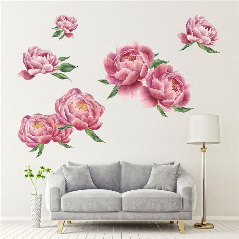 Изображение товара: 1 шт. большой розовый 3D пион, настенная наклейка, роза, цветок для гостиной, спальни, 40*200 см, настенная наклейка, художественная роспись, домашний декор, обои, подарок