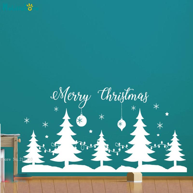 Изображение товара: Наклейка на окно с рождественской елкой, снежинка, украшение для дома, декор для магазина, наклейки, теплые фрески YT5270