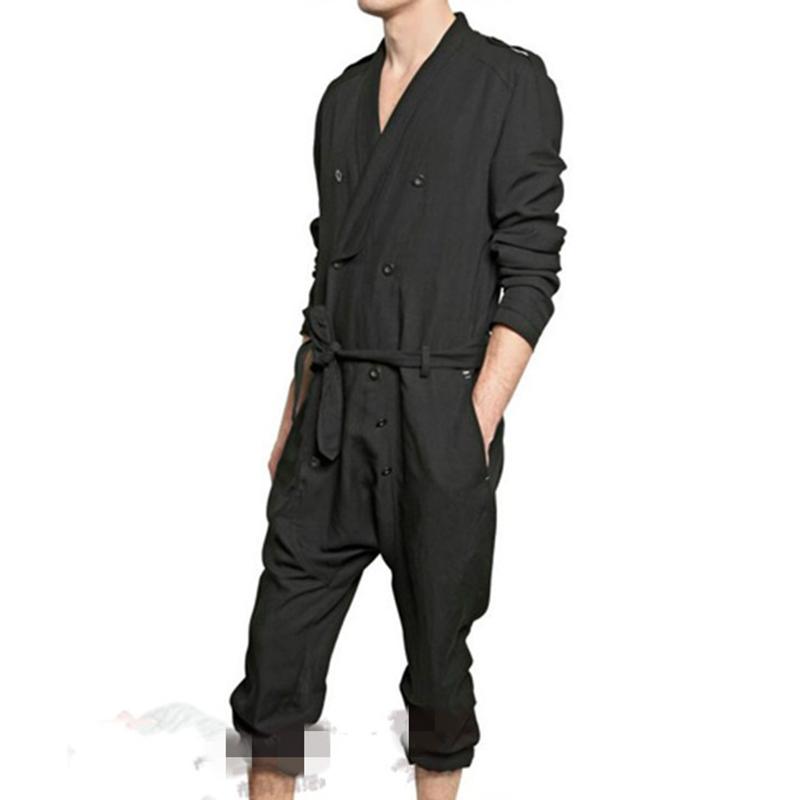 Изображение товара: Повседневный комбинезон в европейском и американском стиле, свободный осенне-зимний мужской комбинезон, мужские брюки, комбинезоны с длинным рукавом