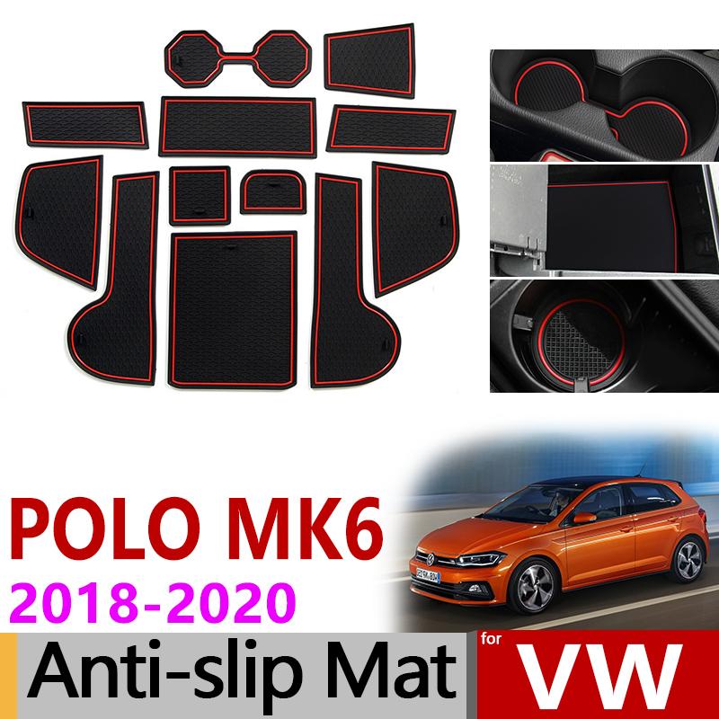 Изображение товара: Противоскользящий коврик для телефона, слот для ворот, коврики, чашки, резиновые накладки, коврик для VW POLO MK6 2018 2019 2020 Volkswagen, автомобильные аксессуары, наклейки
